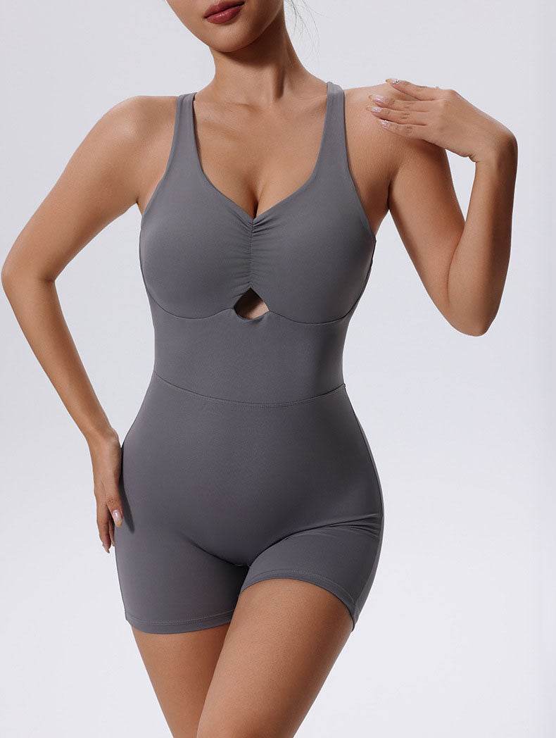 V Neck Short Yoga Jumpsuit -