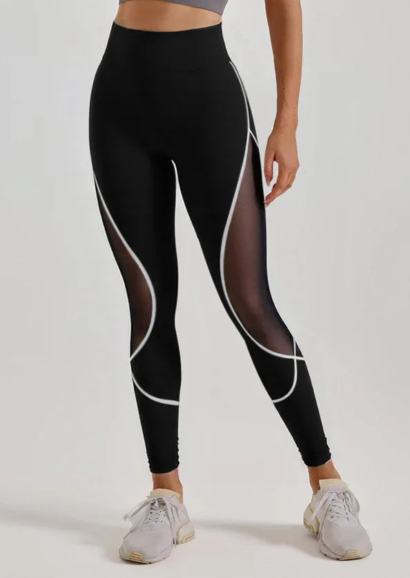 High Waist Color Block Mesh Yoga Legging