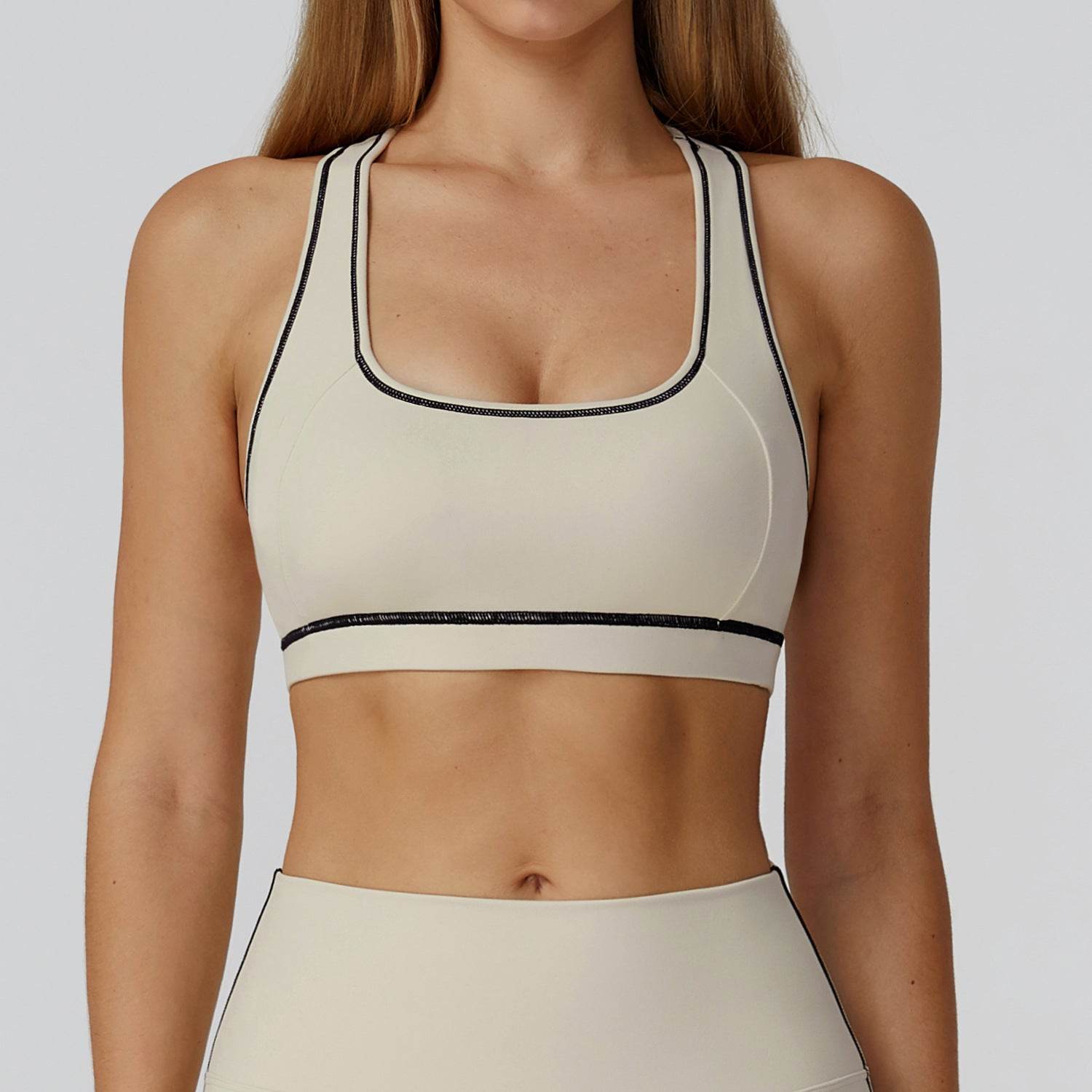 Color Block Racerback Sports Bra with Removable Pads