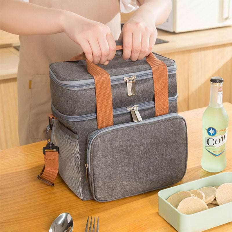 Portable Double Layer Cooler Bag for Lunch or Picnic