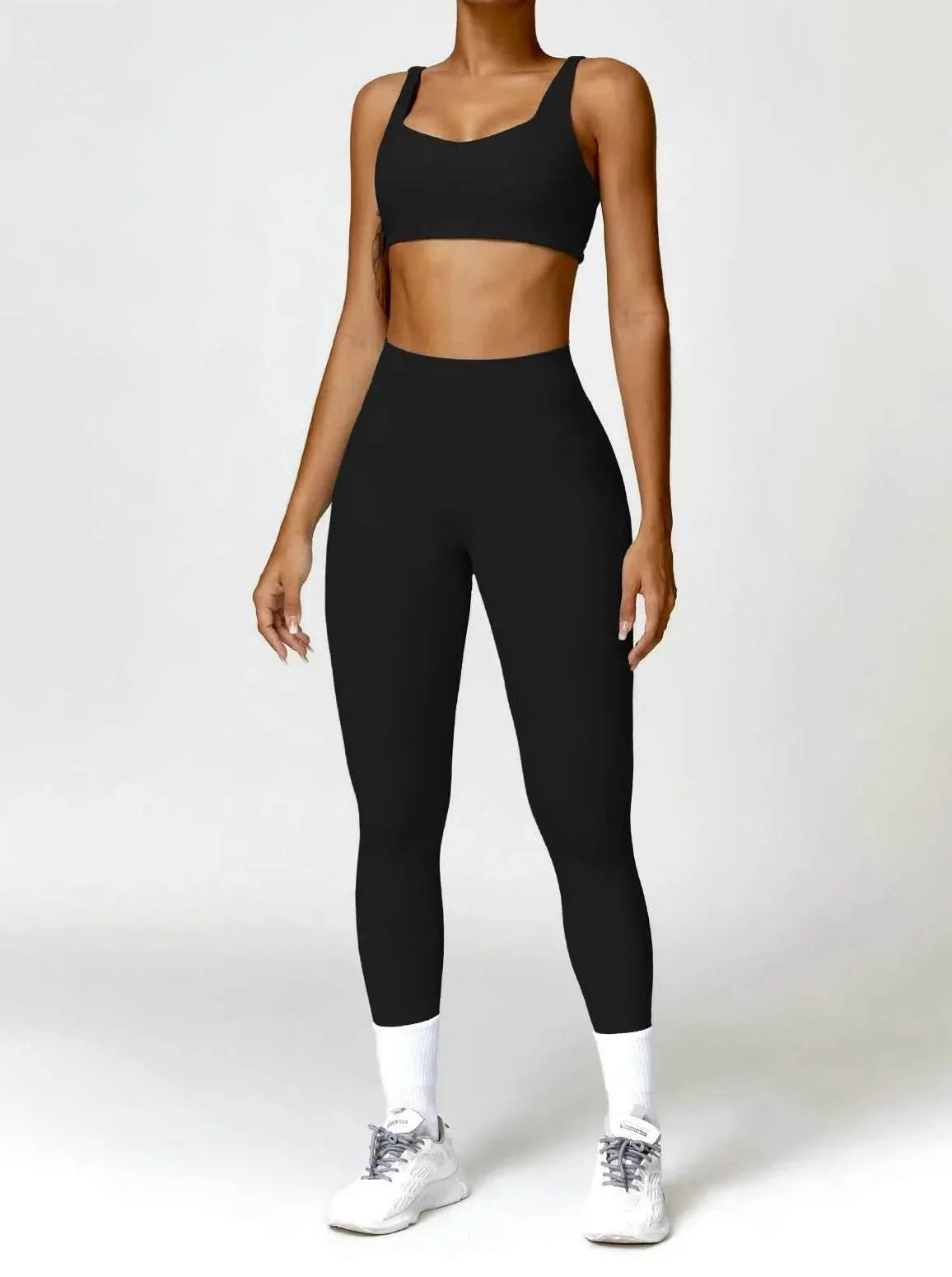 Yoga Wear Set With Bra and Leggings - Premium Black