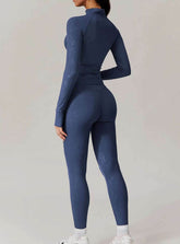 Sports Set with Full Zipper Long Sleeve Jacket and Leggings