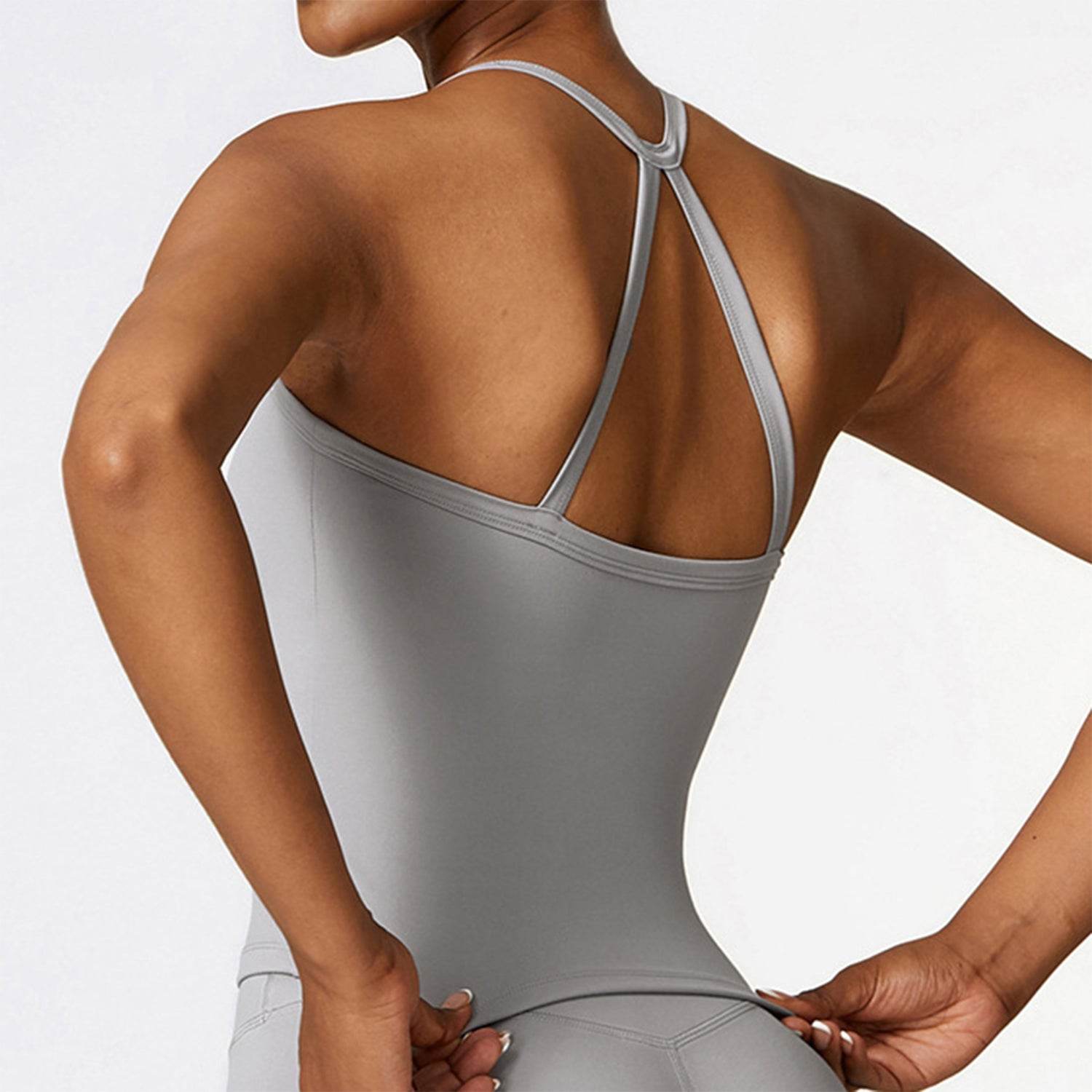 Square Neck Sports Tank Tops Criss Cross Back Longline Cami