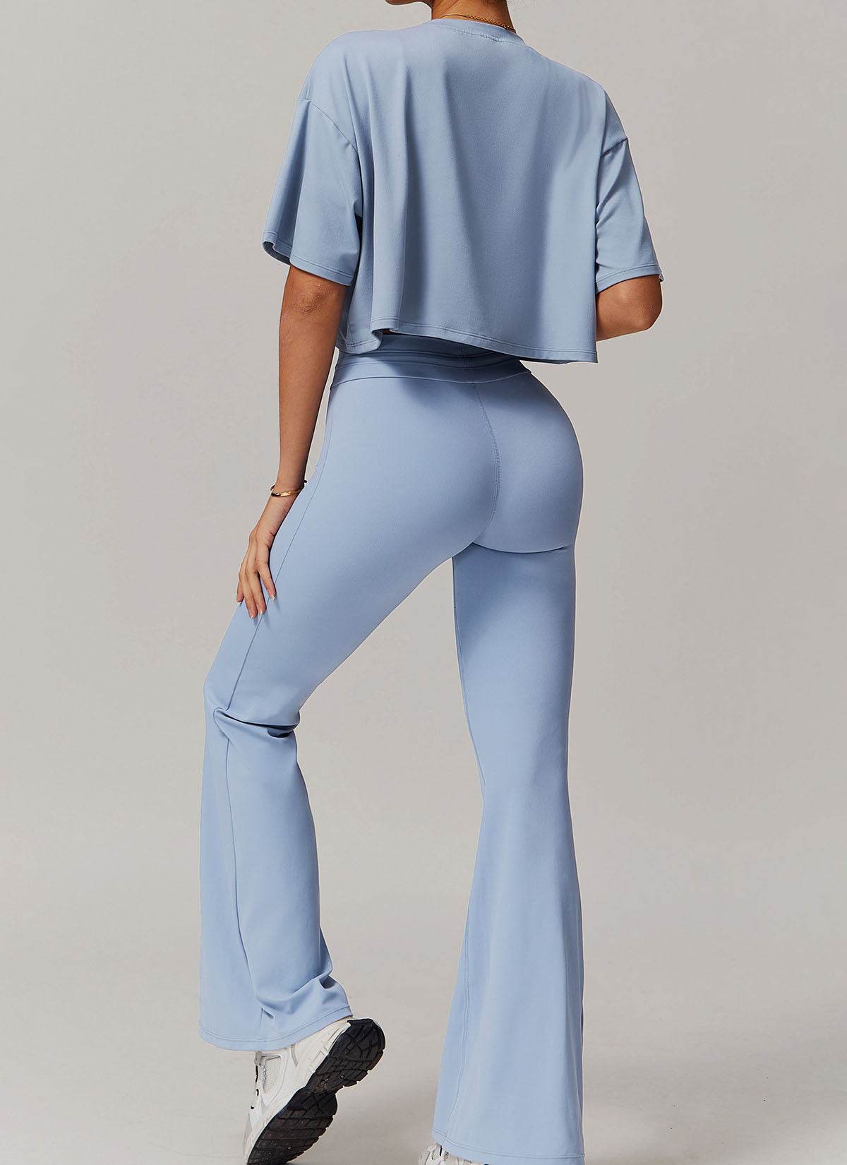 Sports Sets with Short Sleeve T-Shirts and Flare Pants