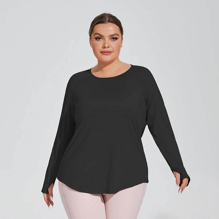 Plus Size Loose Long Sleeve Yoga T-Shirts