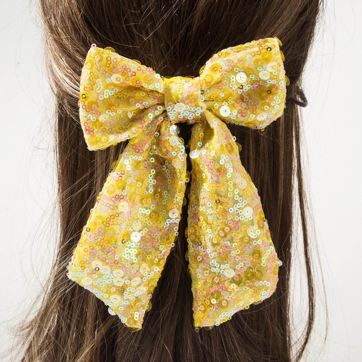 Glitter Hair Bow Clip Sequin Hair Accessories with Long Tail