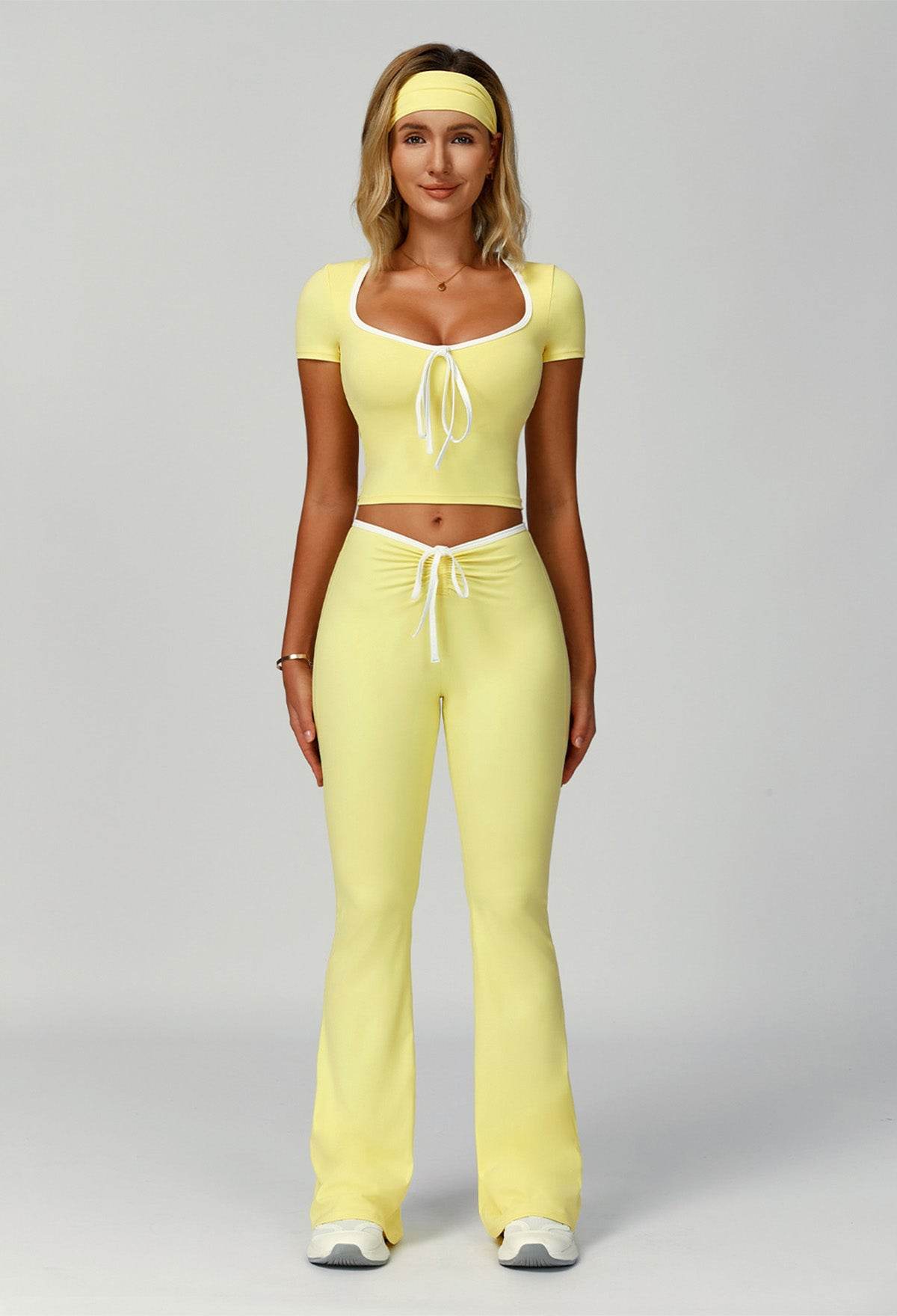 3 Pieces Activewear Set with Headband, Crop Top and Pant