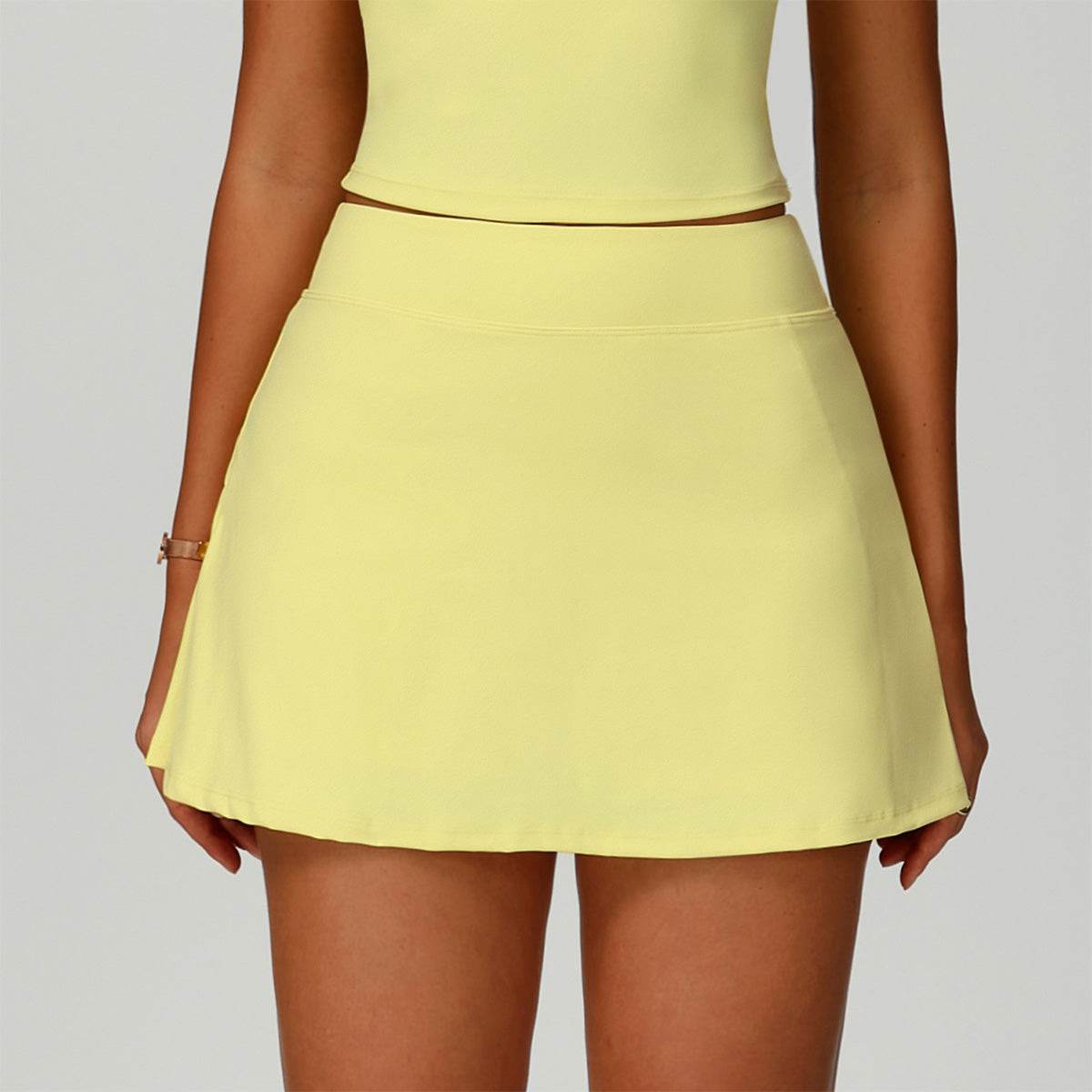 A Line Tennis Golf Skirt with Short and Pockets - Yellow