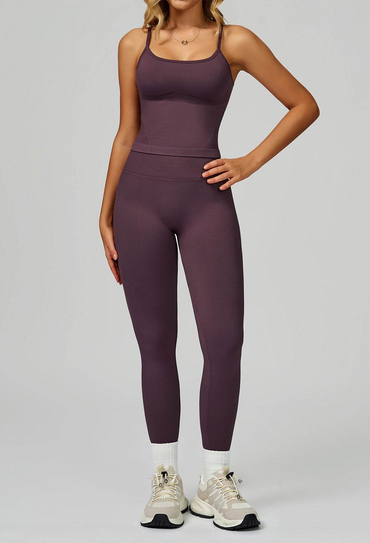 Sport Set with Color Block Tank Top and Legging