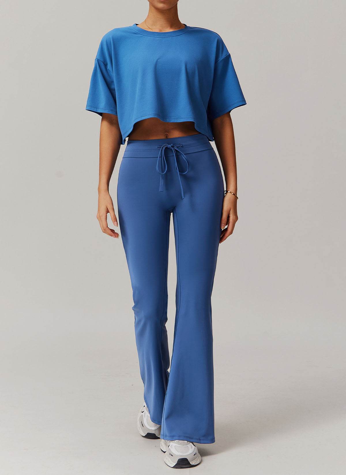 Sports Sets with Short Sleeve T-Shirts and Flare Pants