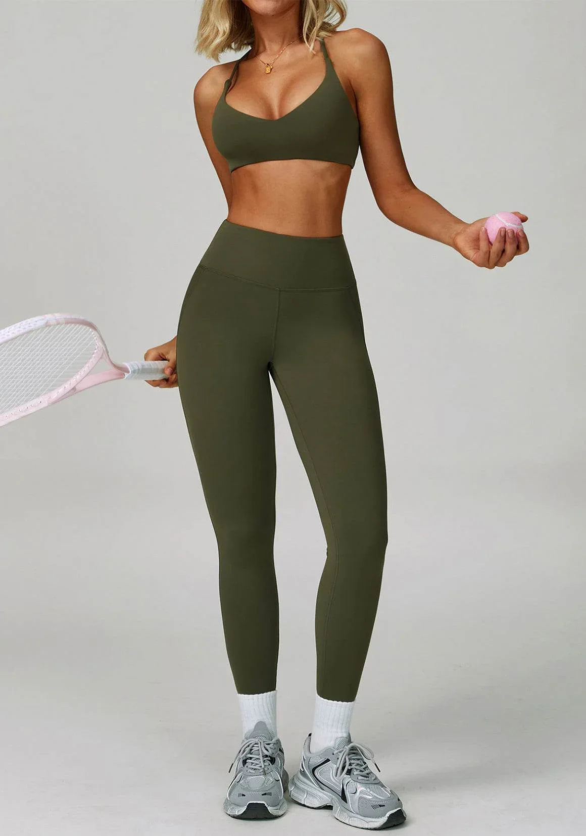Activewear Set with Cross Back Sports Bra and Legging -