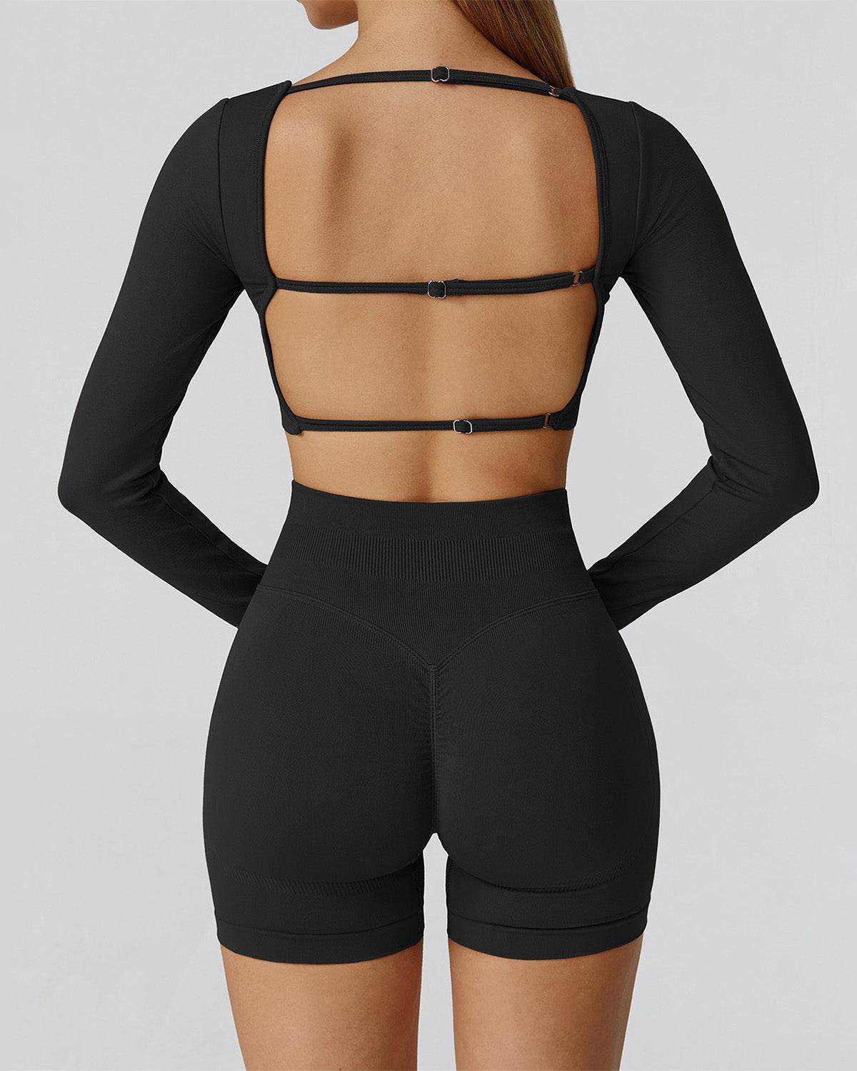 Athletic Wear with Long Sleeve Crop Top and Short