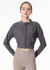 Ribbed Crop Workout Jacket