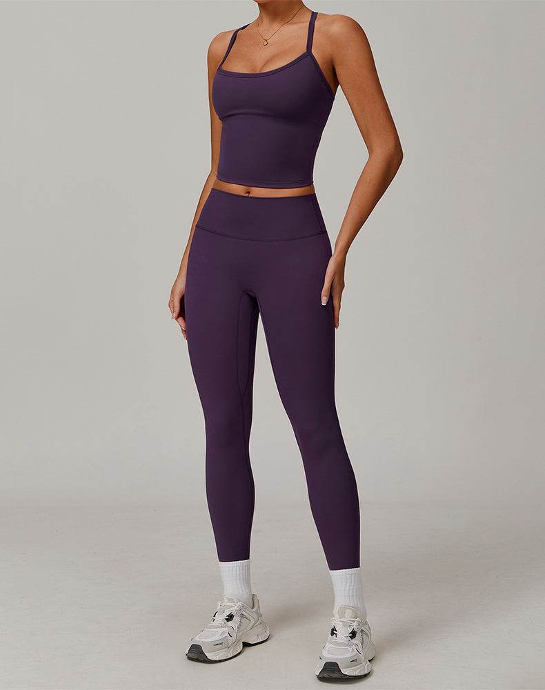 Athletic Wear with Criss Cross Back Tank Top and Legging