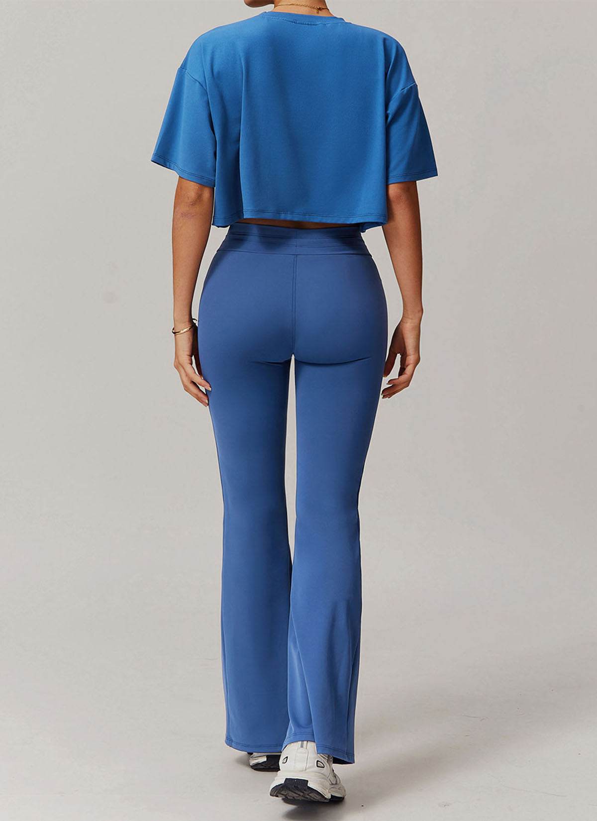 Sports Sets with Short Sleeve T-Shirts and Flare Pants