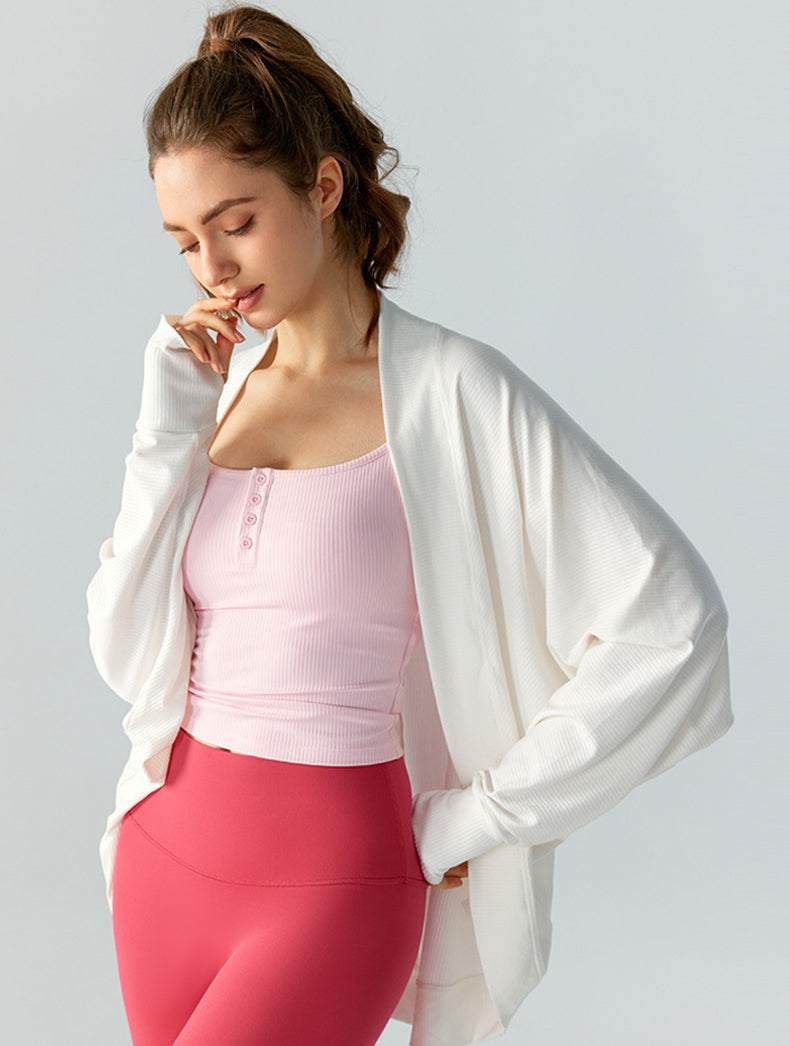 Sport Shawl with Thumb Cuffs Long Sleeve Cardigan Outerwear