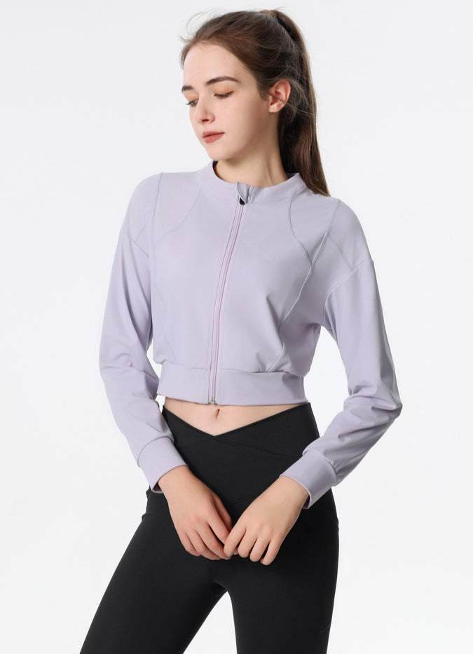 Ribbed Crop Workout Jacket
