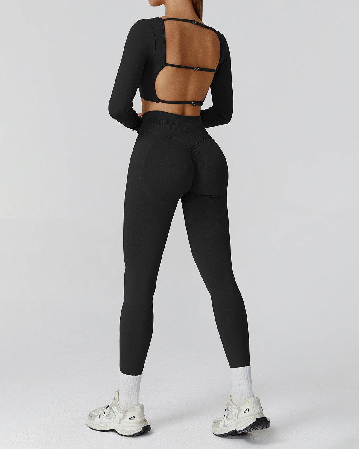 Athletic Wear with Long Sleeve Crop Top and Legging