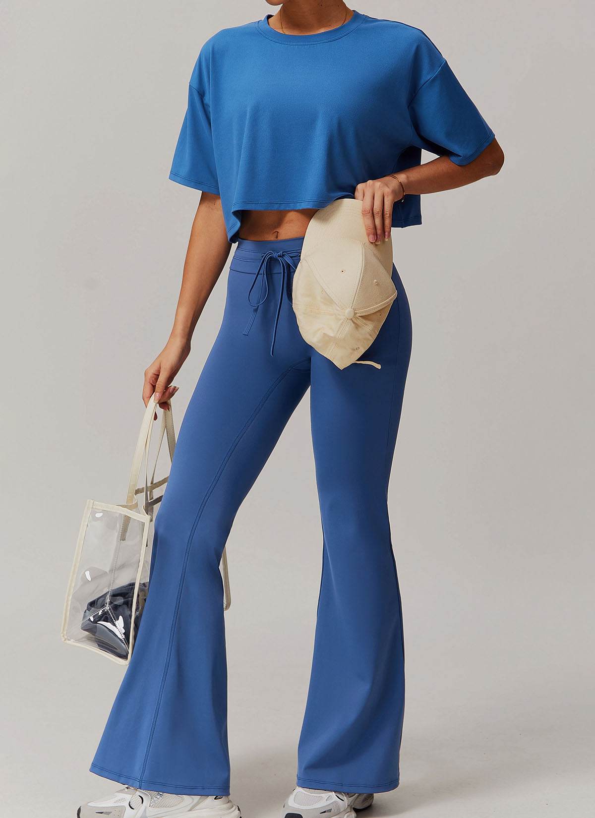 Sports Sets with Short Sleeve T-Shirts and Flare Pants