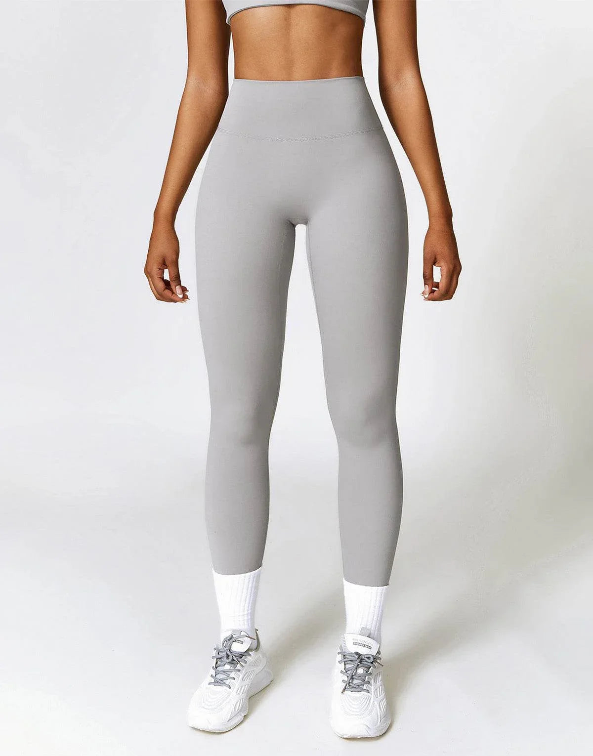 No Front Seam High Waist Sports Leggings - Frost Gray