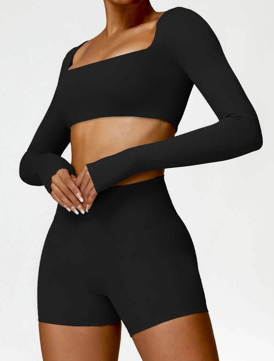 2 Piece Workout Set With Crop Top and Shorts