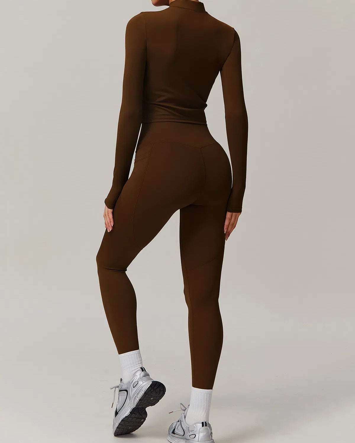 Solid Yoga Set With Sports Jacket and Legging