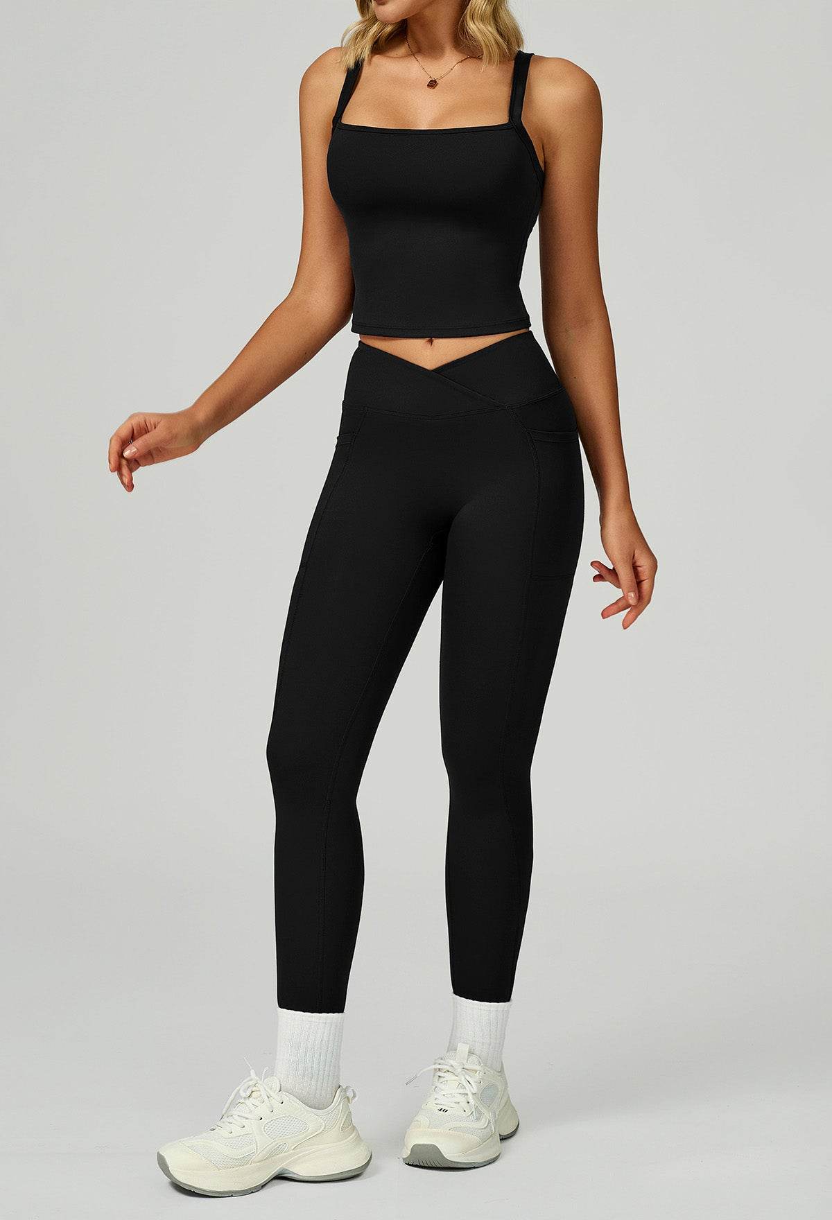 Activewear Set with Wide Strap Tank Top and Legging