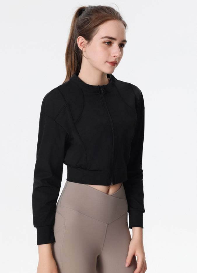 Ribbed Crop Workout Jacket