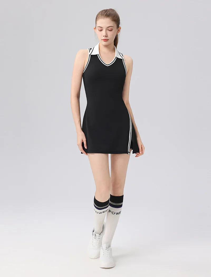 Tennis Dresses Polo Golf Dress with Built in Bra and Shorts -