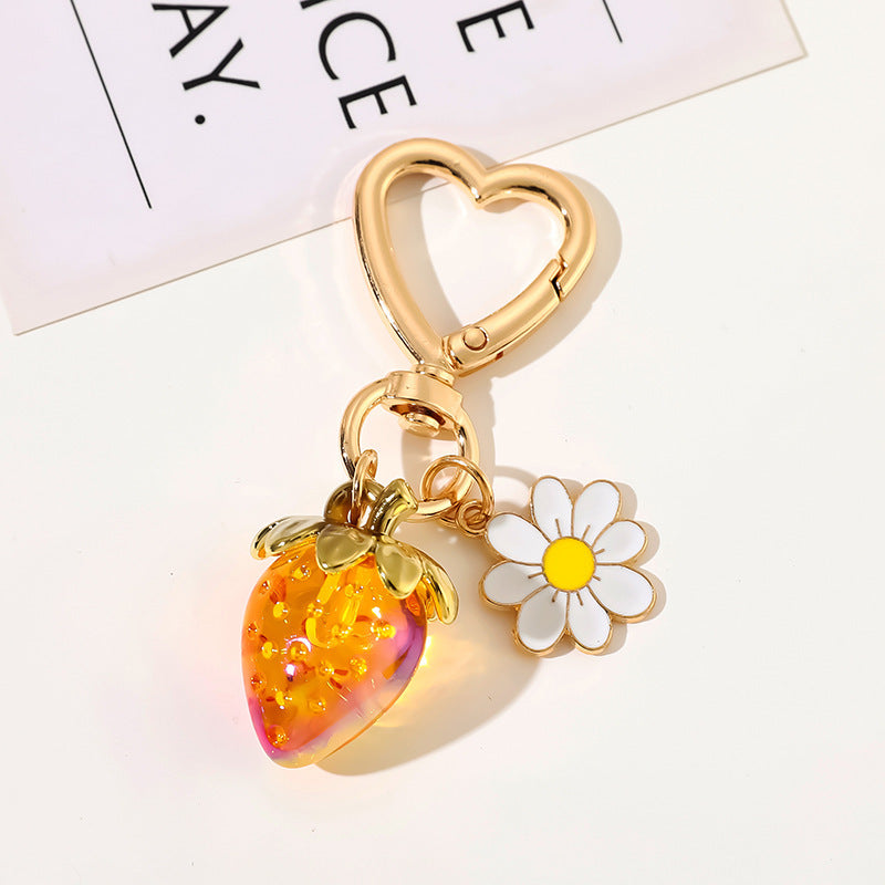 Cute Strawberry Keychains Heart Flower Daisy Bag Charms