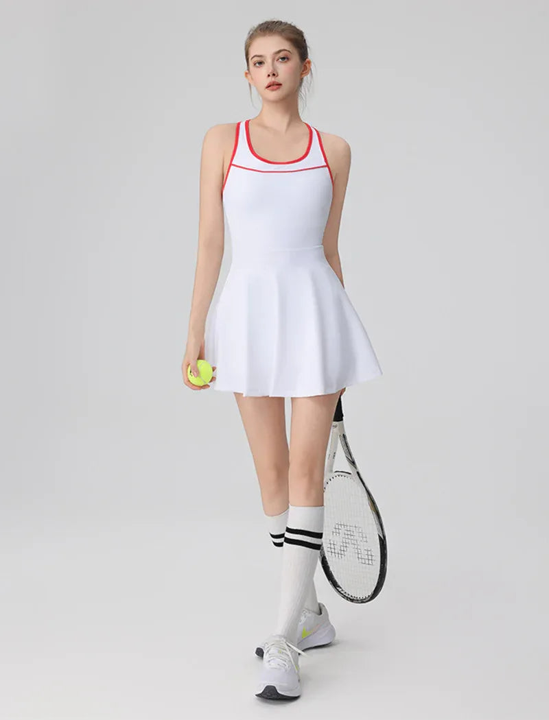 Racerback Tennis Dress with Short Contrast Colors Golf Dress -