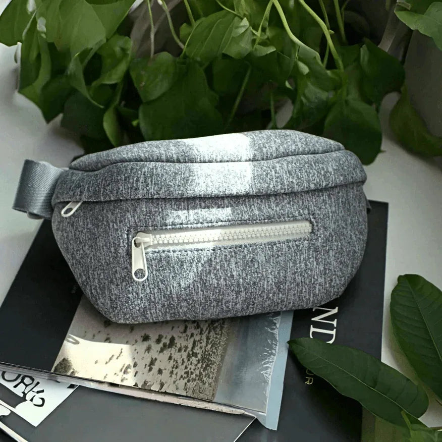 Neoprene Fanny Pack Waist Bag Crossbody Bag - Gray