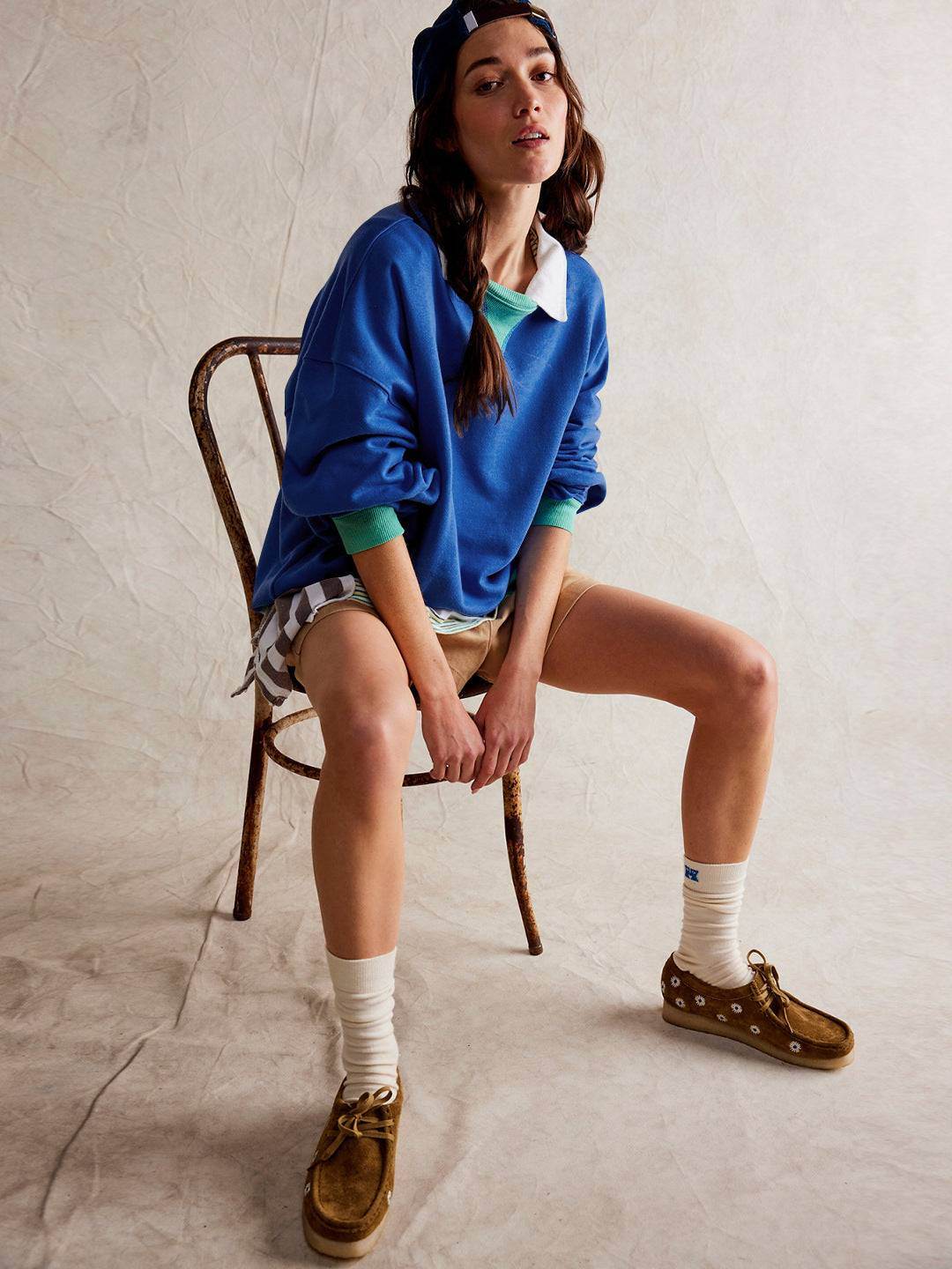 Oversized Color Block Long Sleeve Sweatshirt