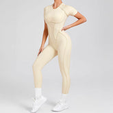 Short Sleeve Backless Yoga Jumpsuits
