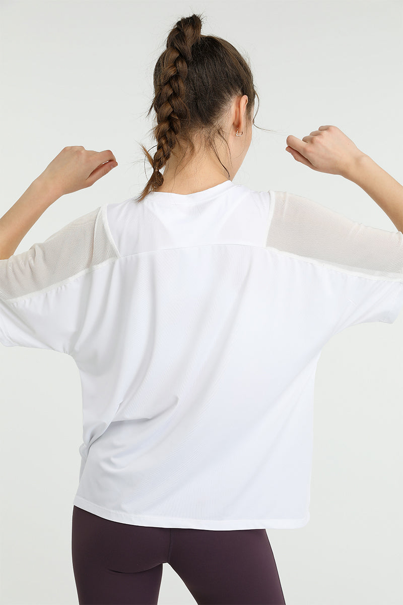 Mesh Splicing Short Sleeve Sports Loose T-Shirts