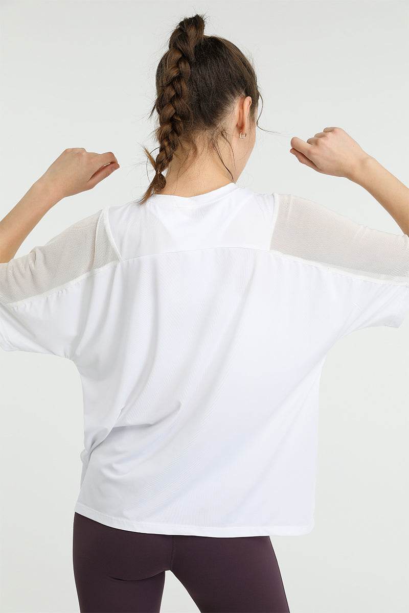 Mesh Splicing Short Sleeve Sports Loose T-Shirts