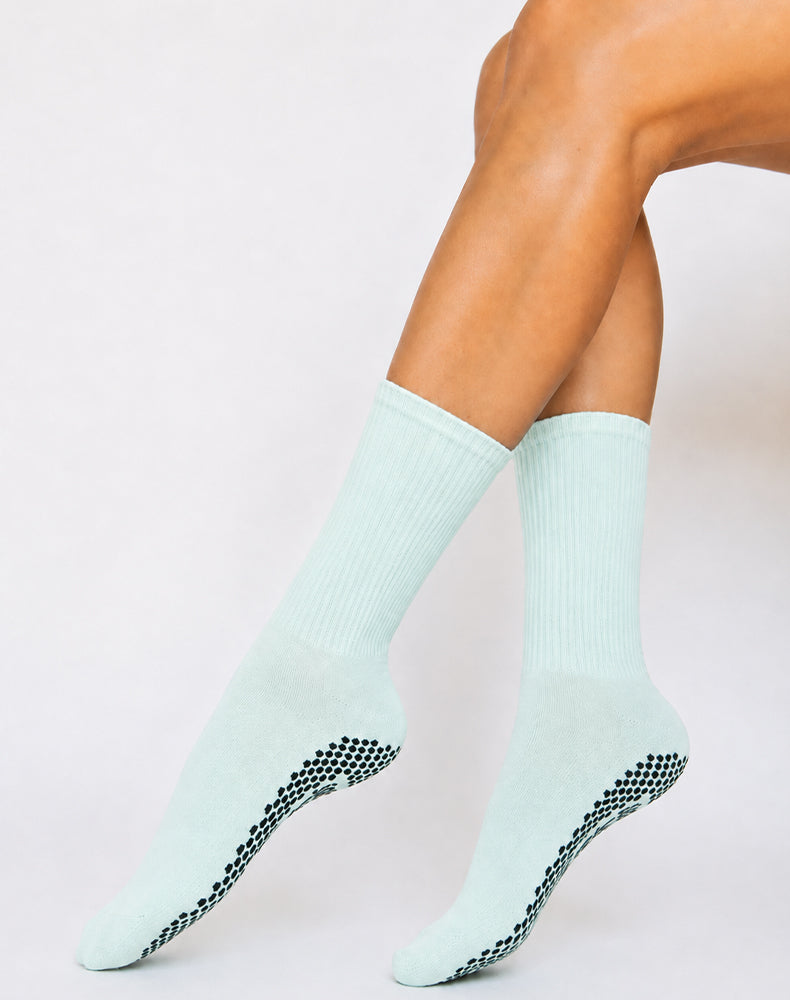 Pilates Yoga Crew Socks with Non Slip Grippers