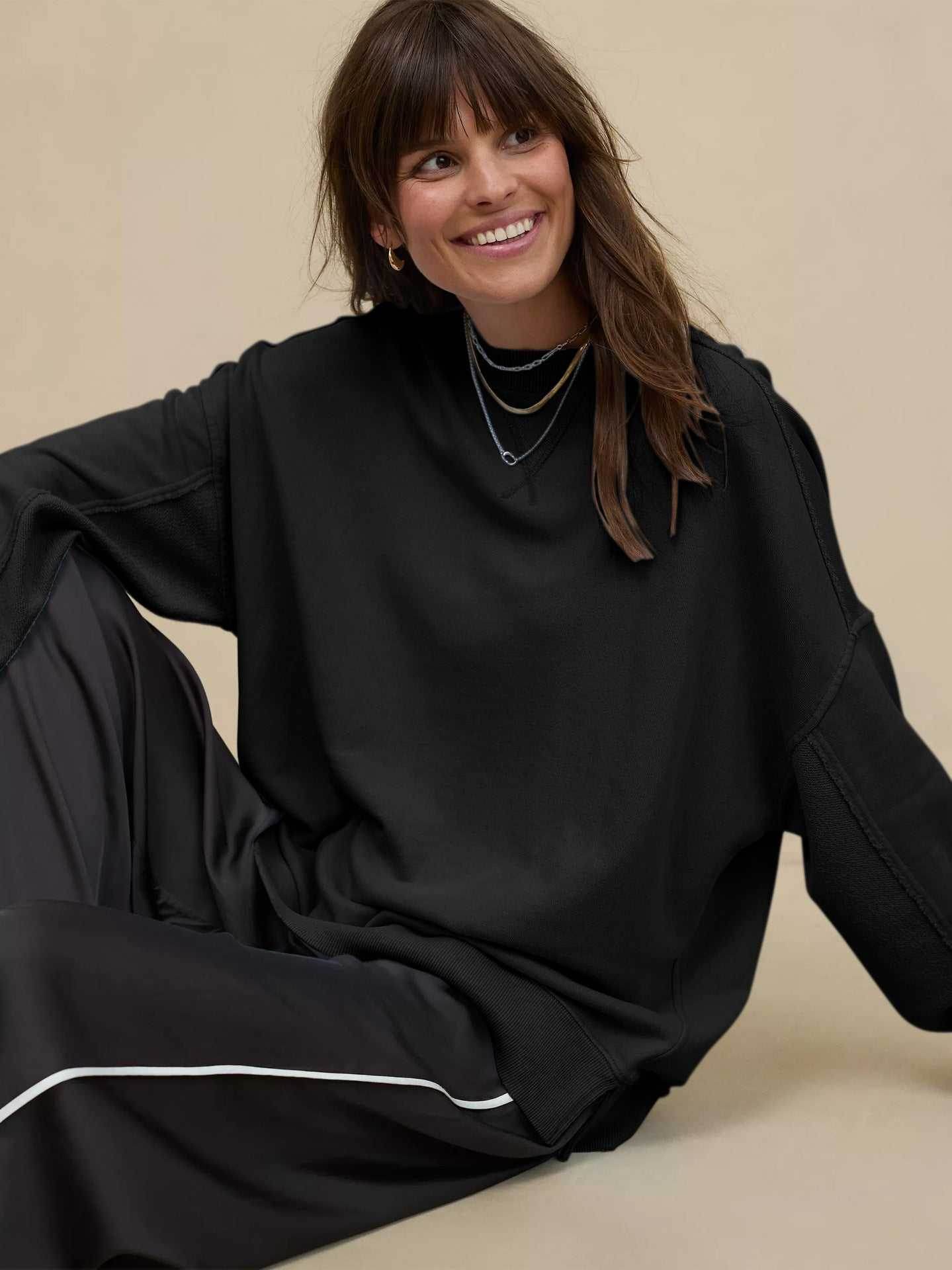Long Sleeve Loose Crew Neck Sweatshirts