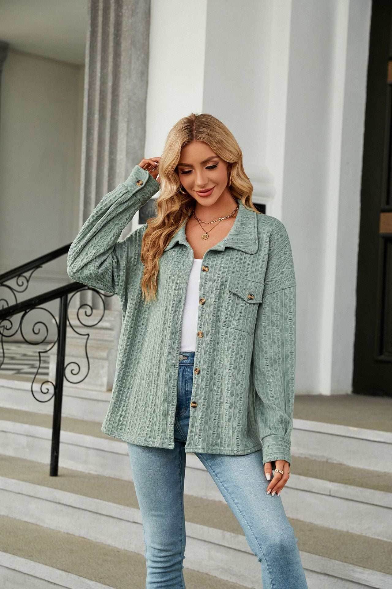Casual Long Sleeve Button Down Shirt Coat