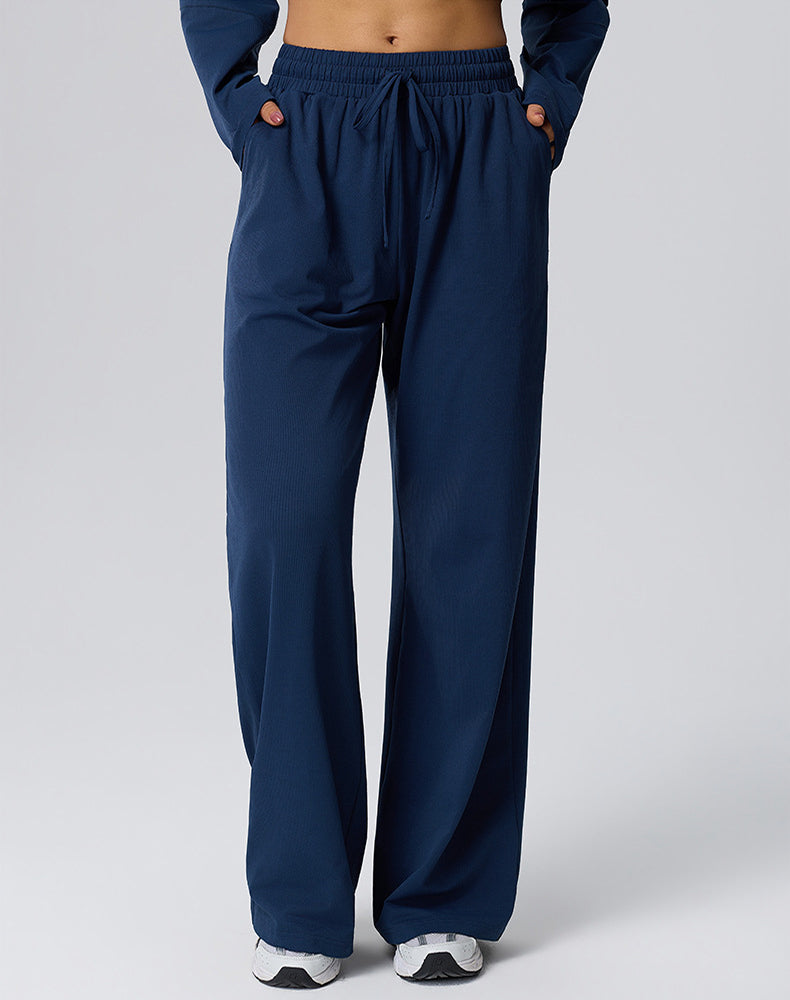 Straight Leg Bggy Drawsting Sweatpants with Pockets