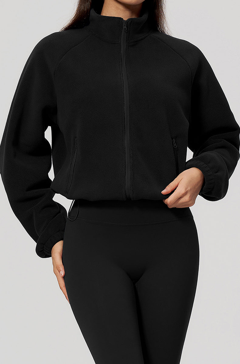 Winter Polar Fleece Jacket with Contrast Zippered Pockets