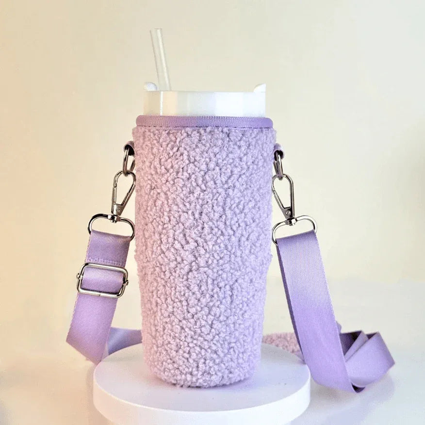 Teddy Velvet 16oz Tumbler Carry Case Neoprene Bottle Sleeve - Purple