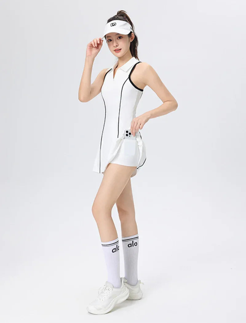 Tennis Golf Dresses Sleeveless Athletic Dress with Shorts -