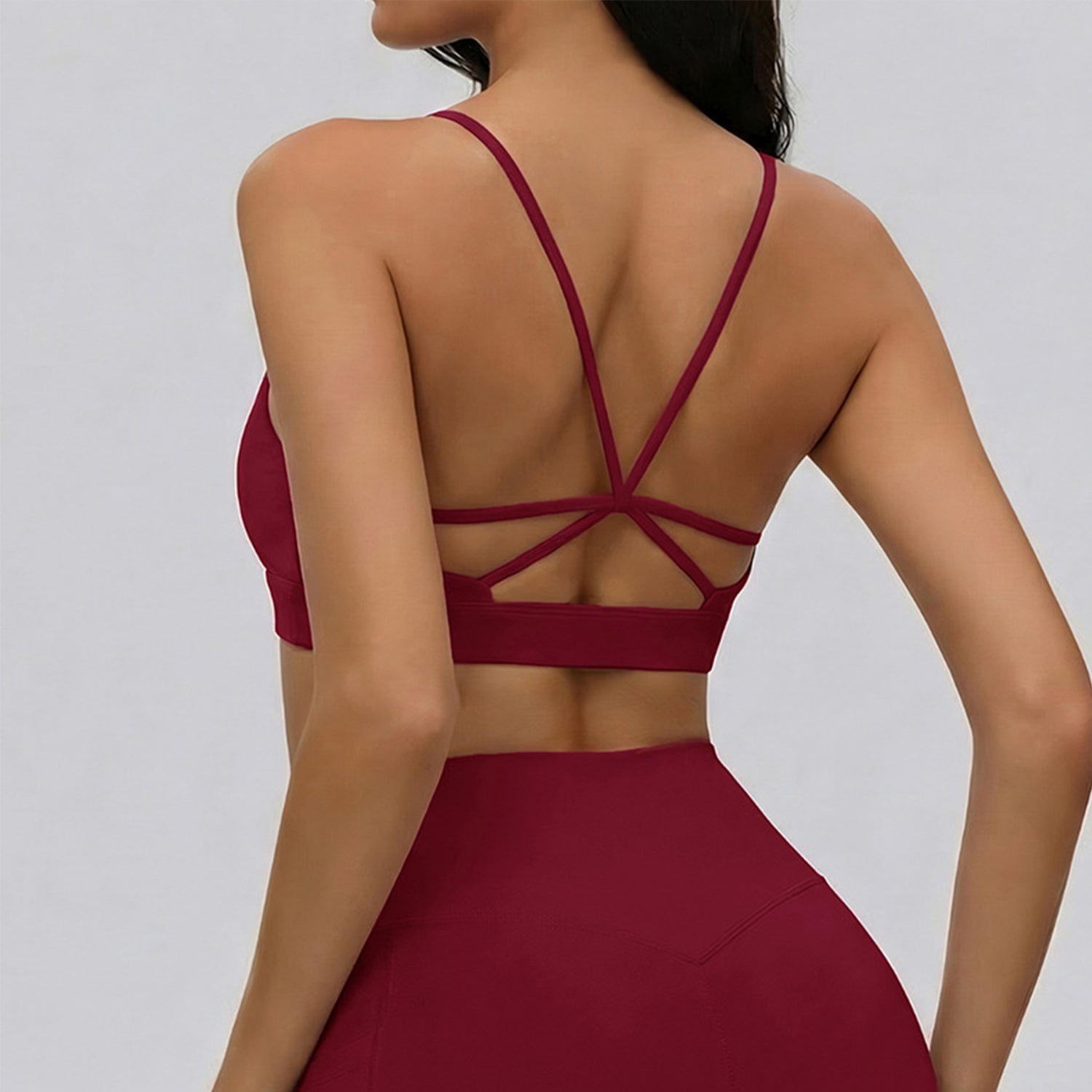 Strappy Crisscross Back Sports Bra with Removable Cups