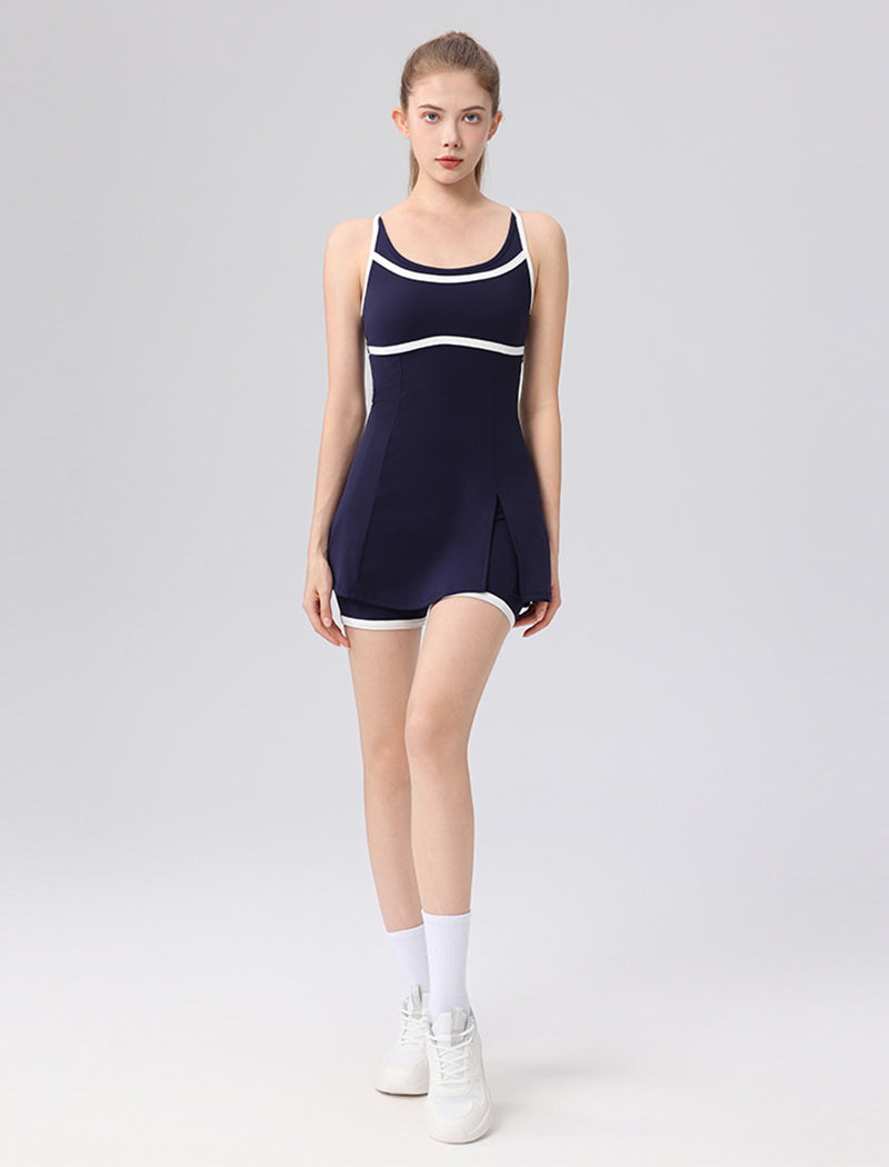 Workout Tennis Golf Mini Dress with Built-in Bra and Shorts -