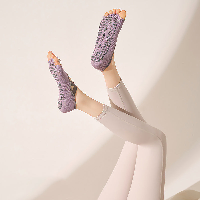 Crisscross Straps Yoga Socks Non Slip Five Toe Ballet Socks