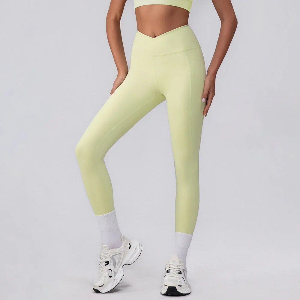 V Cross High Waist Butt Lifting Workout Leggings -