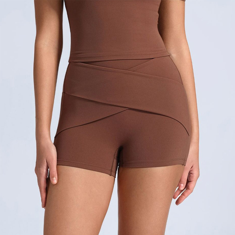 Cross High Waist Yoga Shorts Sport Athletic Gym Short