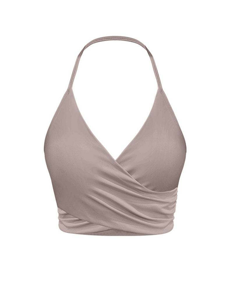 Halter Sports Tank Crop Tops with Removable Bra Pad