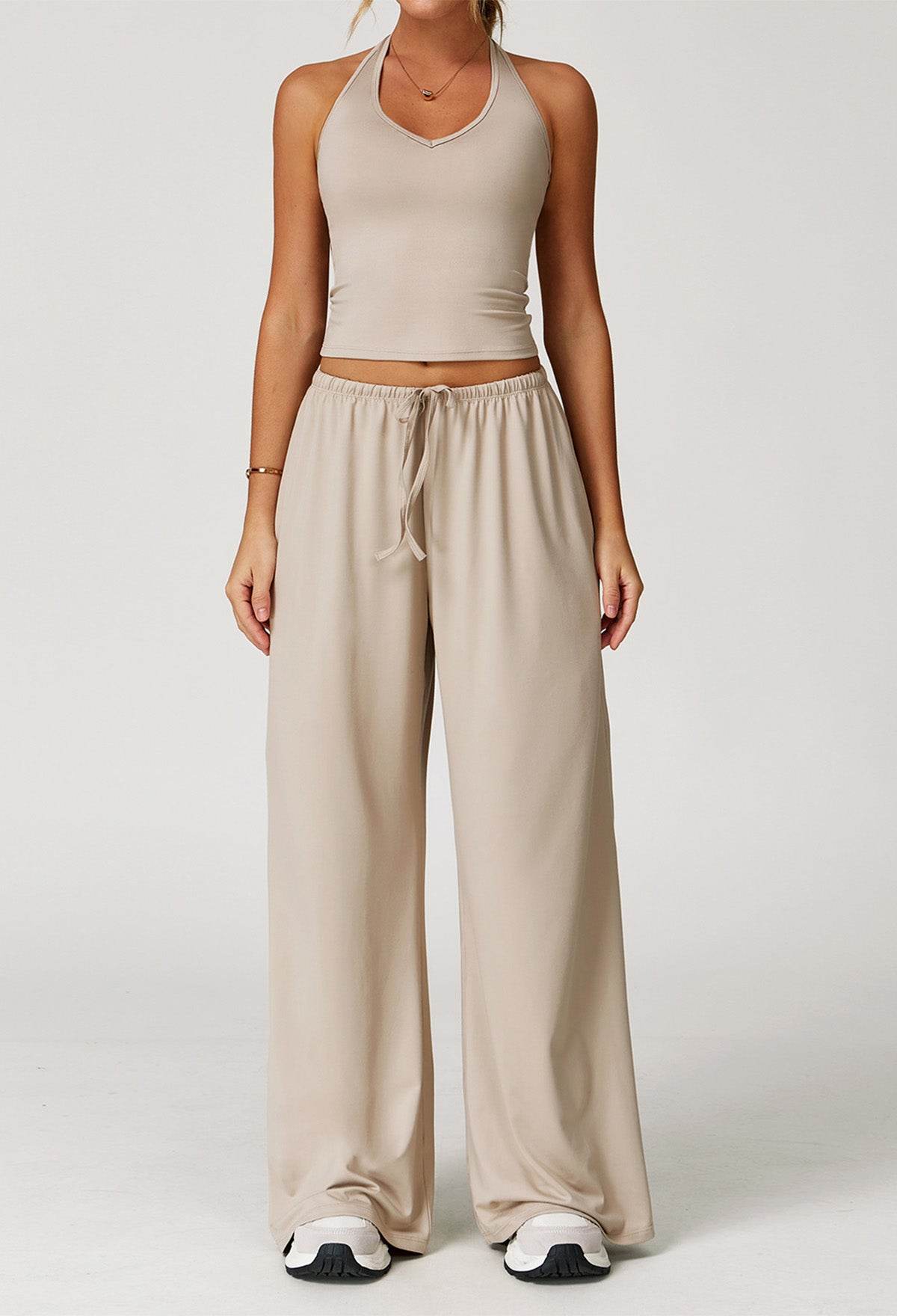 Activewear Wear with Tank Top and Wide Leg Lounge Pants
